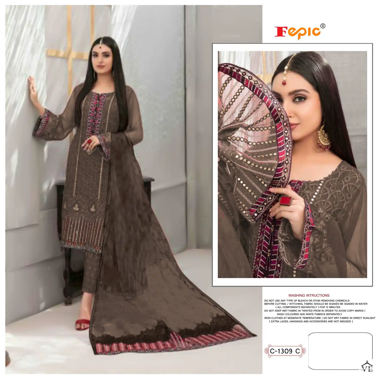 Fepic C-1309 Georgette Wholesale Pakistani Suit Catalog — Wholesale Salwar Suits, MPA wholesale from Surat - Gallery Image 3