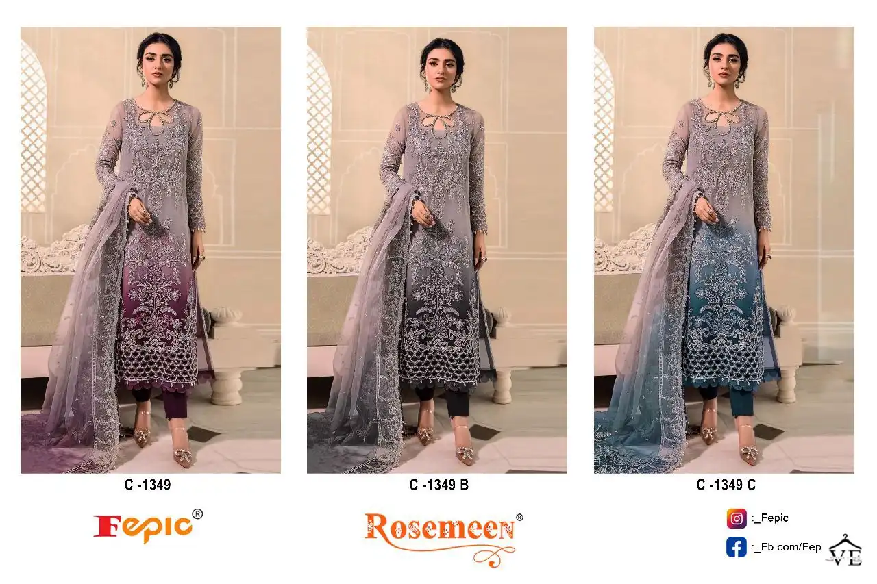 Fepic C-1349 Organza Wholesale Pakistani Suit Catalog — Wholesale Salwar Suits, MPA wholesale from Surat — view 7