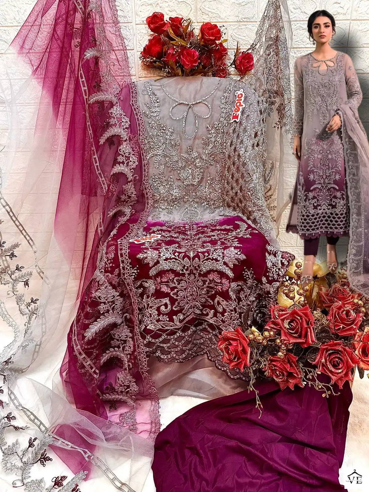Fepic C-1349 Organza Wholesale Pakistani Suit Catalog — Wholesale Salwar Suits, MPA wholesale from Surat — view 5