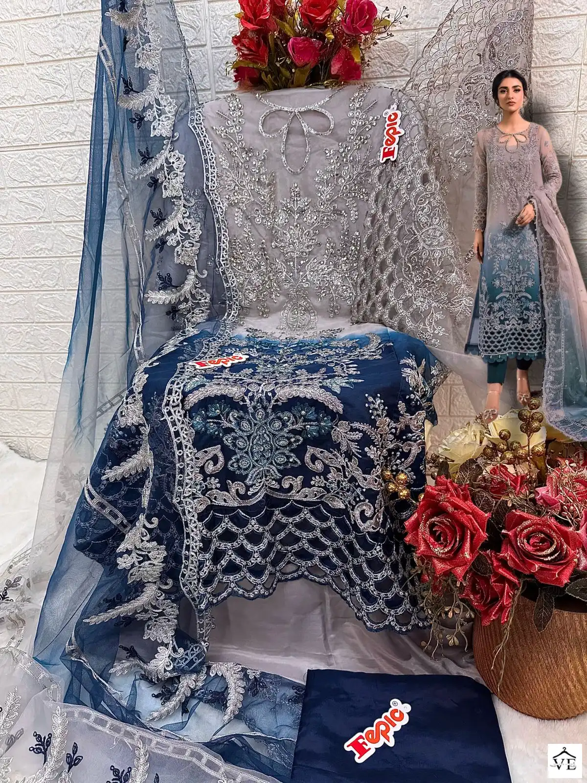 Fepic C-1349 Organza Wholesale Pakistani Suit Catalog — Wholesale Salwar Suits, MPA wholesale from Surat — view 6