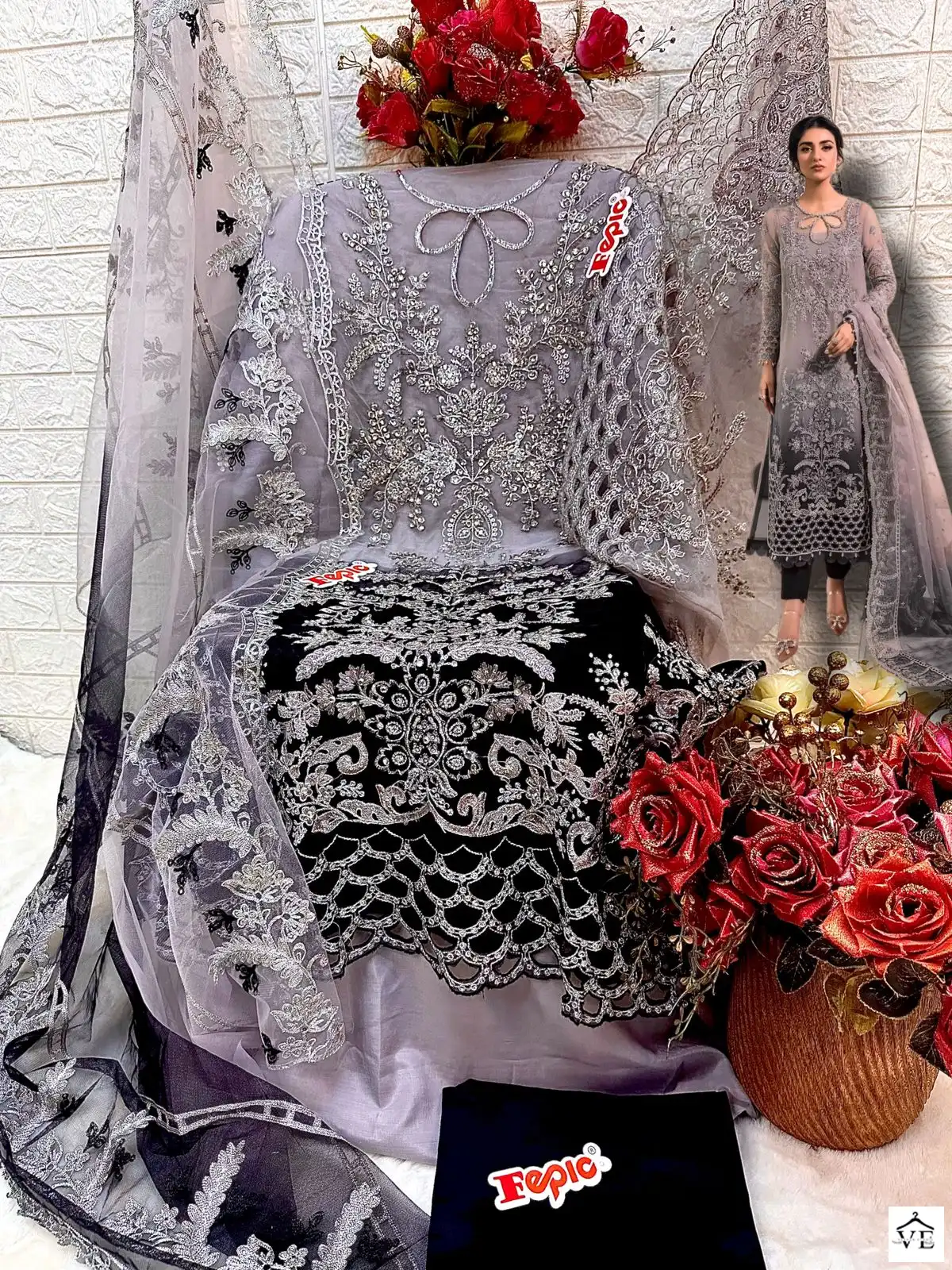 Fepic C-1349 Organza Wholesale Pakistani Suit Catalog — Wholesale Salwar Suits, MPA wholesale from Surat — view 4