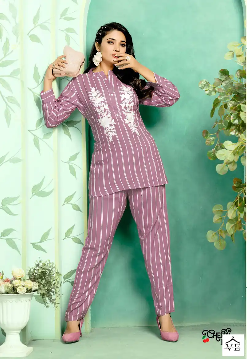 Nish Cherry Rayon Wholesale Top With Pant Cord Sets Catalog — Wholesale Kurtis, MPA wholesale from Surat - Gallery Image 5