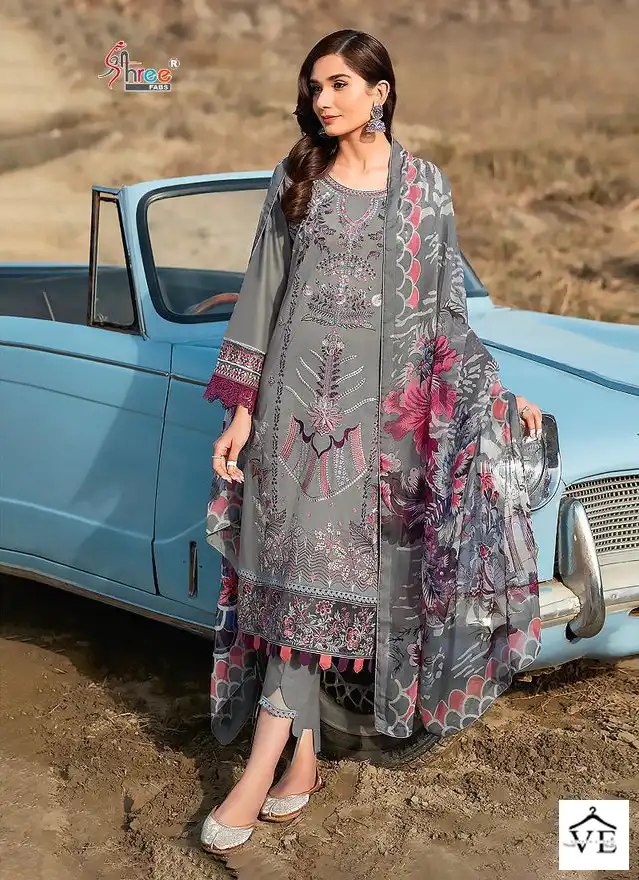 Shree Fabs Chevron Luxury Lawn Collection Vol 17 Lawn Cotton Wholesale Designer Pakistani Salwar Suit Catalog — Wholesale Salwar Suits, MPA wholesale from Surat - Gallery Image 7