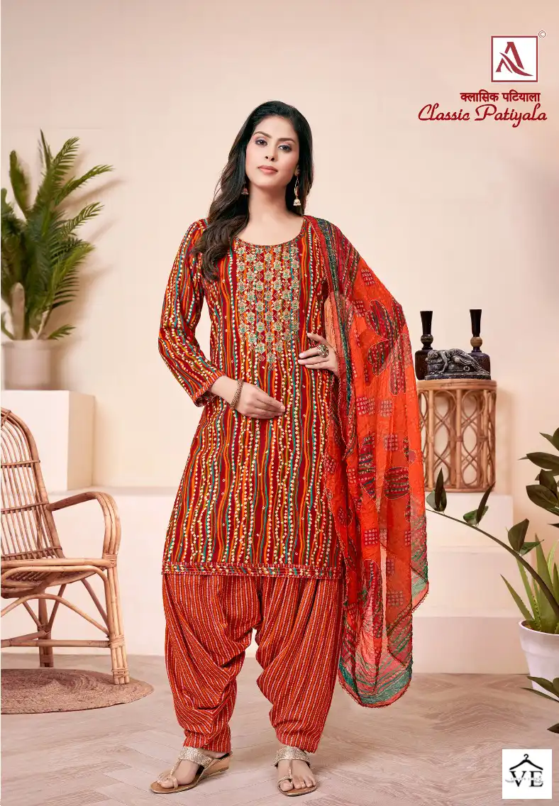 Alok Suits Classic Patiyala Viscose Wholesale Fancy Swarovski Work Salwar Suit Catalog — Wholesale Salwar Suits, MPA wholesale from Surat - Gallery Image 8