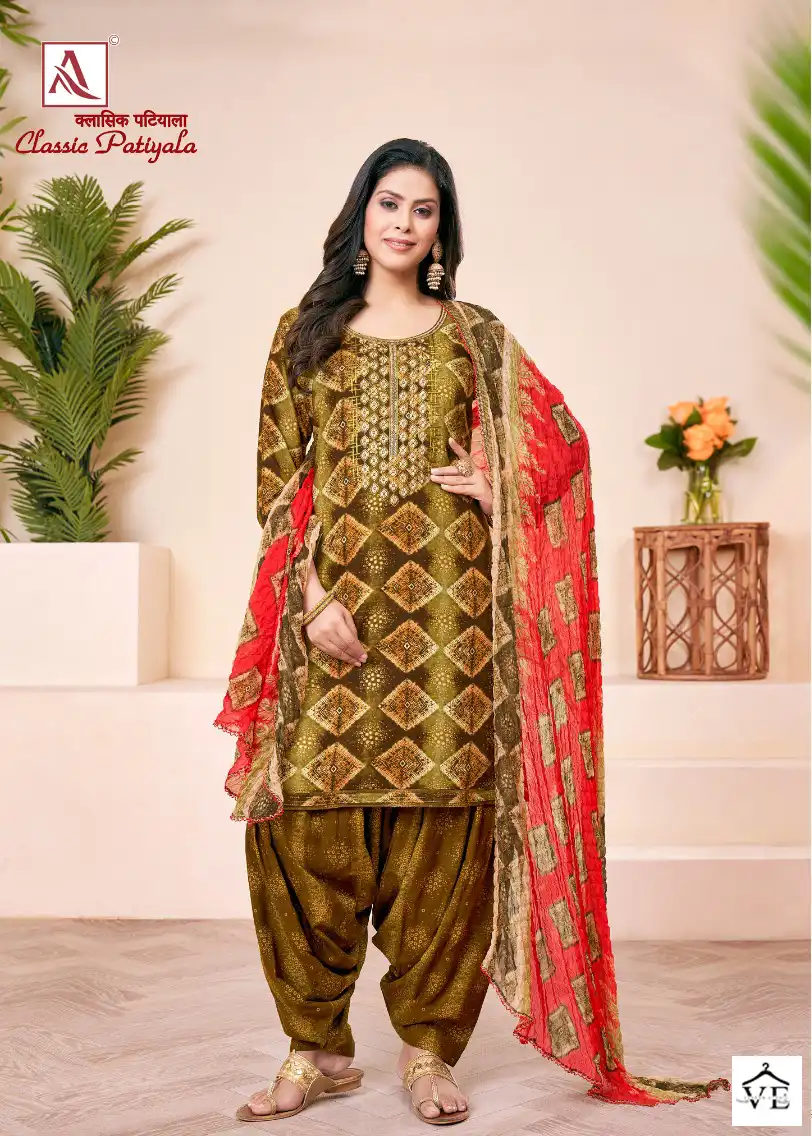 Alok Suits Classic Patiyala Viscose Wholesale Fancy Swarovski Work Salwar Suit Catalog — Wholesale Salwar Suits, MPA wholesale from Surat - Gallery Image 3