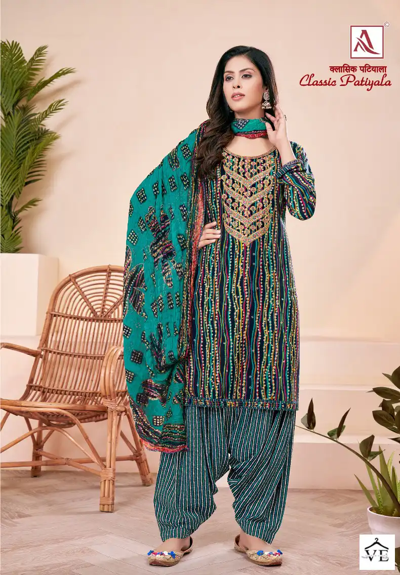 Alok Suits Classic Patiyala Viscose Wholesale Fancy Swarovski Work Salwar Suit Catalog — Wholesale Salwar Suits, MPA wholesale from Surat - Gallery Image 4