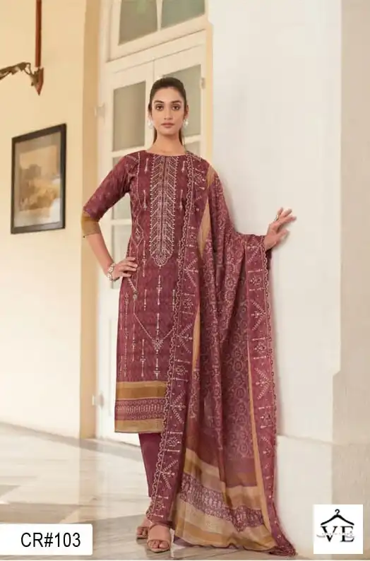Crimson Cr-102 Cambric Cotton Wholesale Pakistani Suit Catalog — Wholesale Salwar Suits, MPA wholesale from Surat - Gallery Image 5