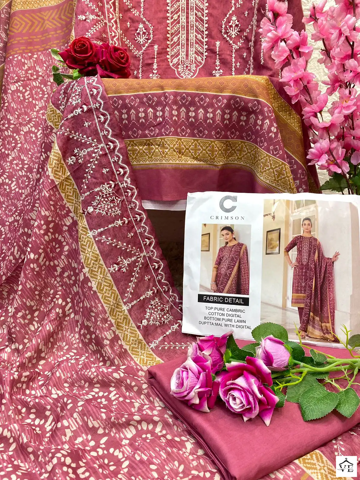 Crimson Cr-102 Cambric Cotton Wholesale Pakistani Suit Catalog — Wholesale Salwar Suits, MPA wholesale from Surat - Gallery Image 6