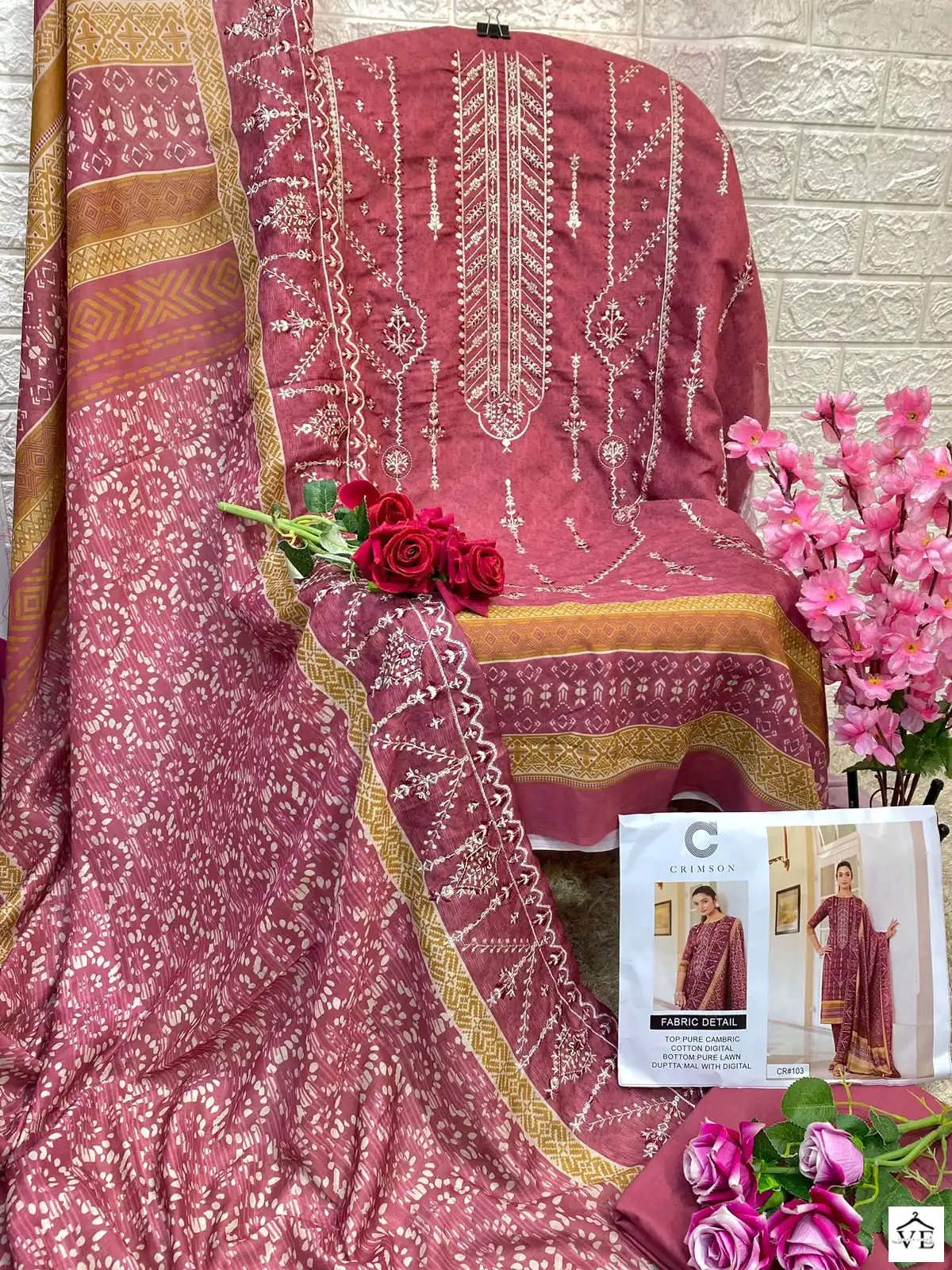 Crimson Cr-102 Cambric Cotton Wholesale Pakistani Suit Catalog — Wholesale Salwar Suits, MPA wholesale from Surat - Gallery Image 8