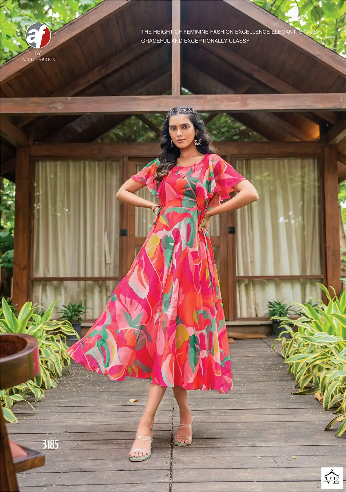 Anju Fabrics Coral Charm Vol 3 Viscose Premium Chiffon Wholesale One Piece Catalog — Wholesale Kurtis, MPA wholesale from Surat - Gallery Image 2