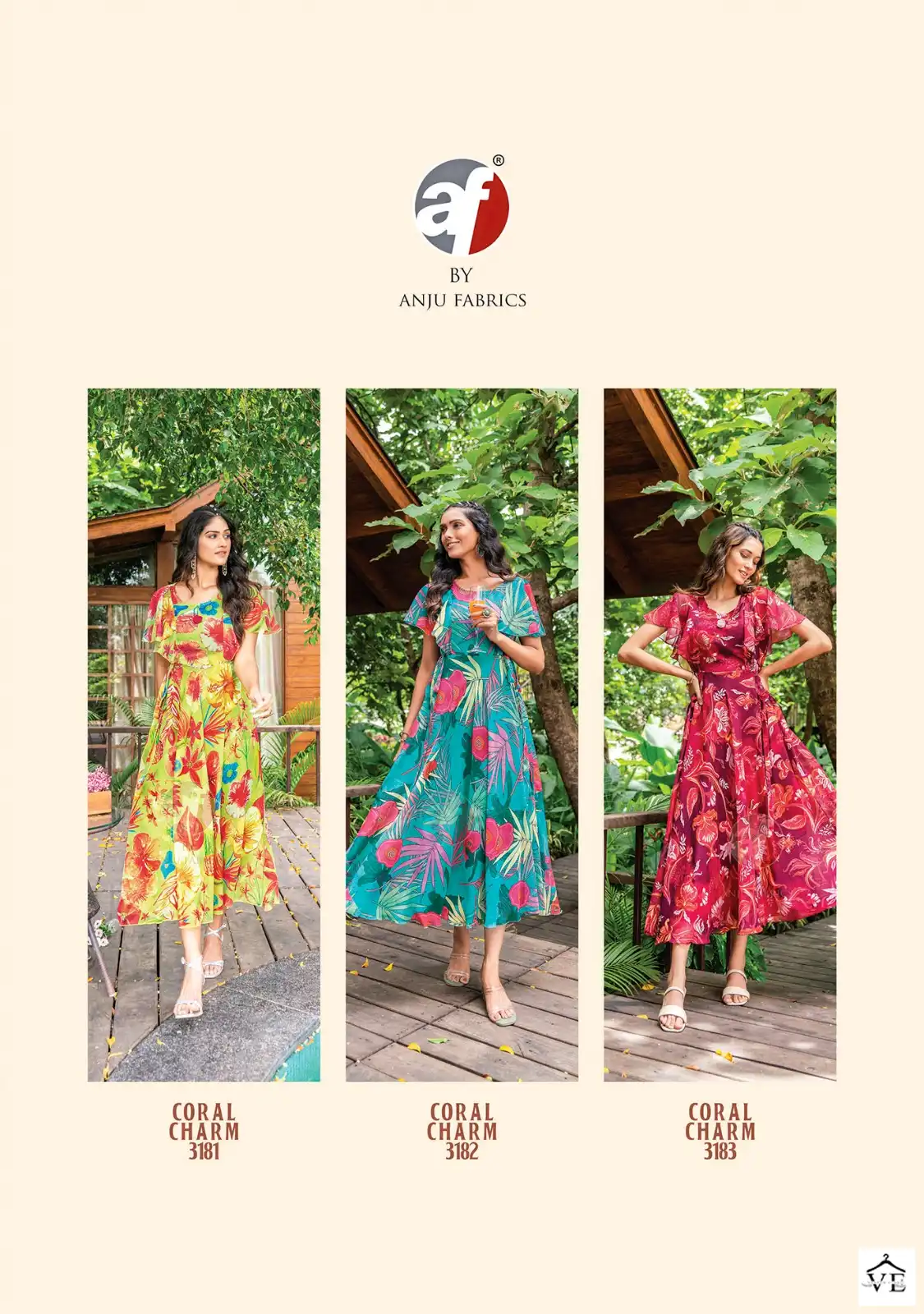 Anju Fabrics Coral Charm Vol 3 Viscose Premium Chiffon Wholesale One Piece Catalog — Wholesale Kurtis, MPA wholesale from Surat — view 7