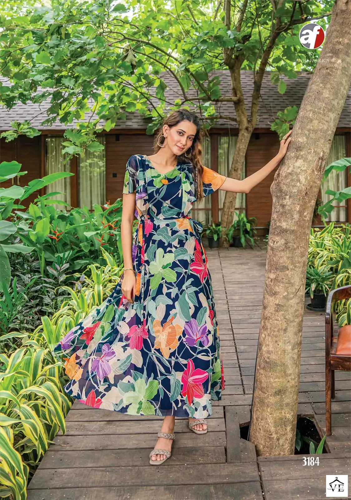 Anju Fabrics Coral Charm Vol 3 Viscose Premium Chiffon Wholesale One Piece Catalog — Wholesale Kurtis, MPA wholesale from Surat - Gallery Image 5