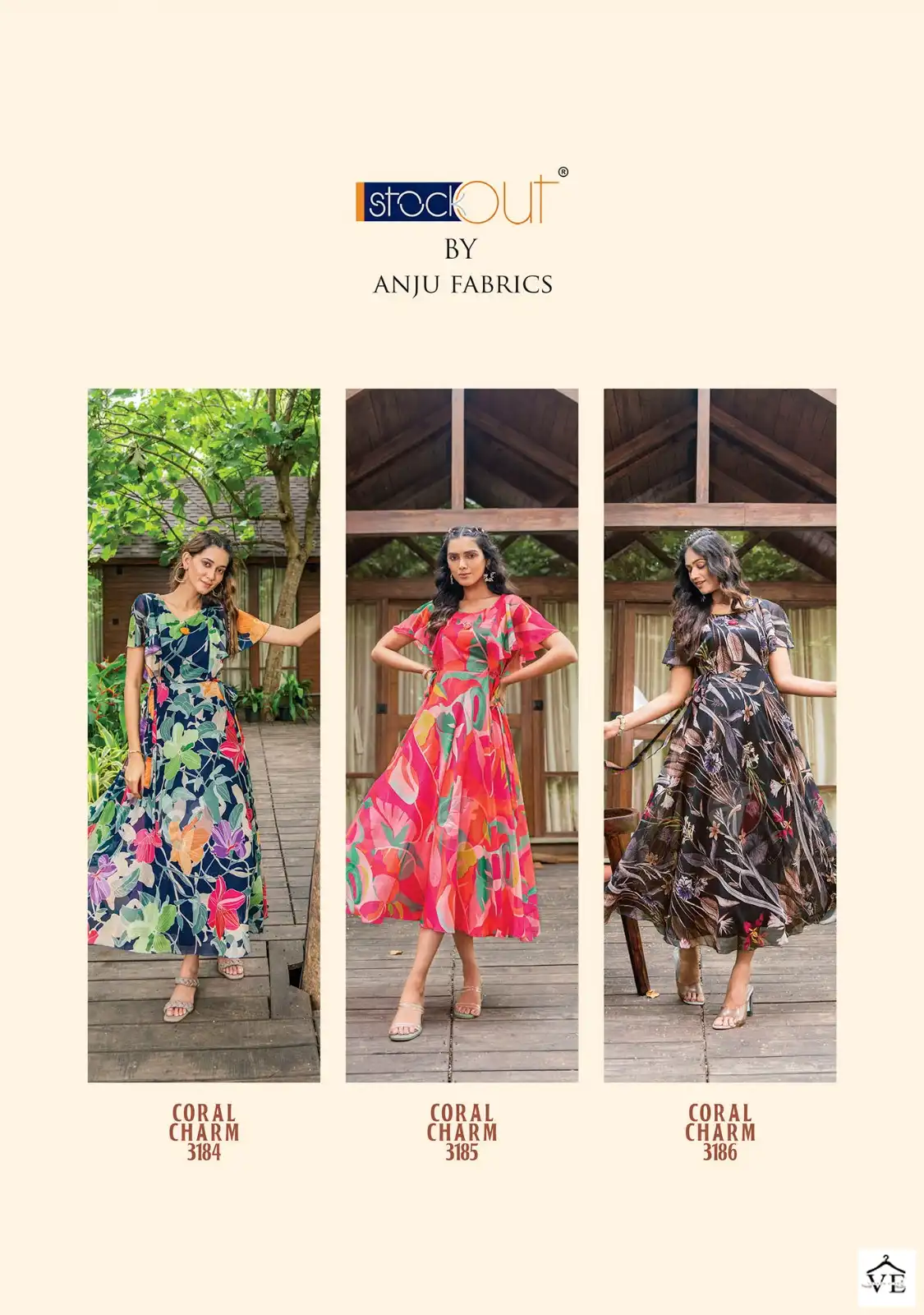Anju Fabrics Coral Charm Vol 3 Viscose Premium Chiffon Wholesale One Piece Catalog — Wholesale Kurtis, MPA wholesale from Surat - Gallery Image 6
