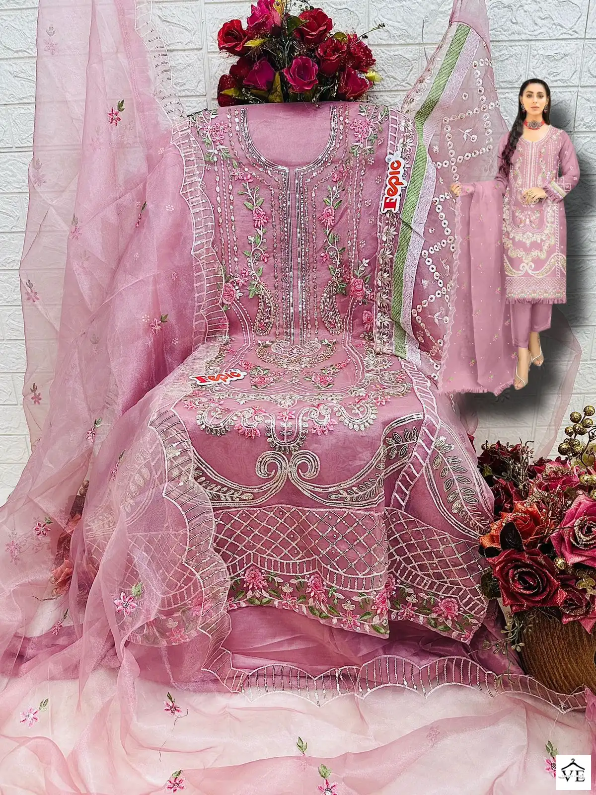 Fepic D-5410 Organza Wholesale Pakistani Suit Catalog — Wholesale Salwar Suits, MPA wholesale from Surat - Gallery Image 8