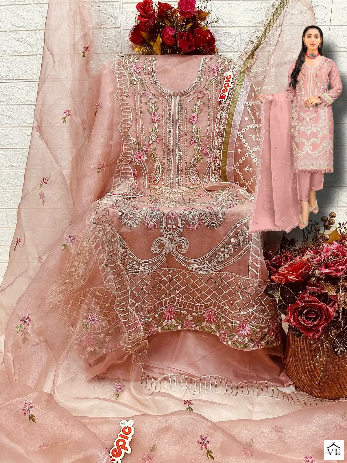 Fepic D-5410 Organza Wholesale Pakistani Suit Catalog — Wholesale Salwar Suits, MPA wholesale from Surat - Gallery Image 5