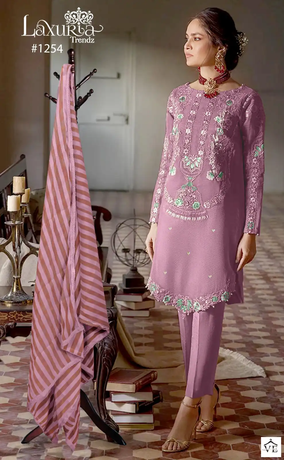 Laxuria 1254 Faux Georgette Wholesale Readymade Pakistani Suits Catalog — Wholesale Salwar Suits, MPA wholesale from Surat - Gallery Image 4