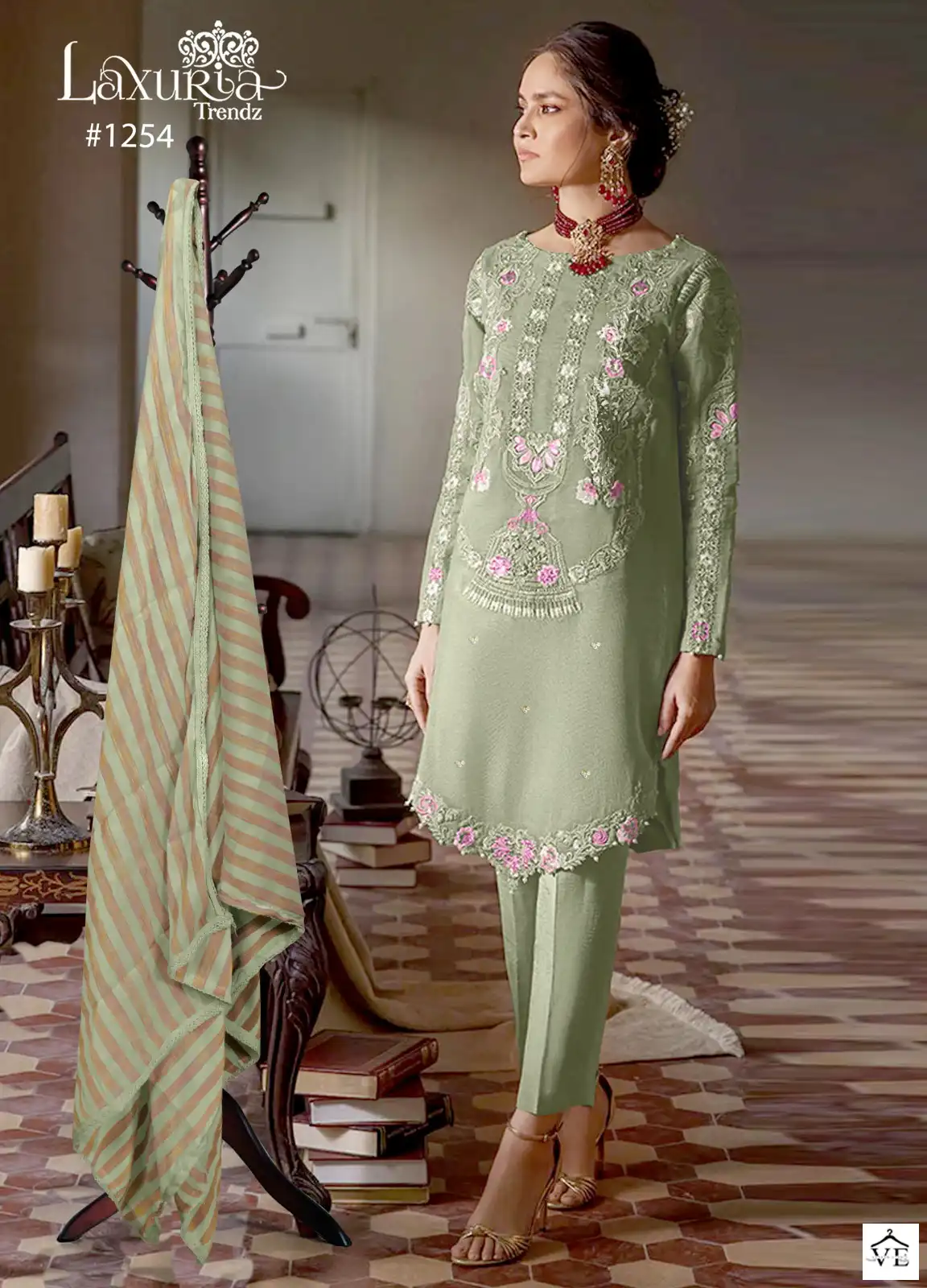 Laxuria 1254 Faux Georgette Wholesale Readymade Pakistani Suits Catalog — Wholesale Salwar Suits, MPA wholesale from Surat — view 1