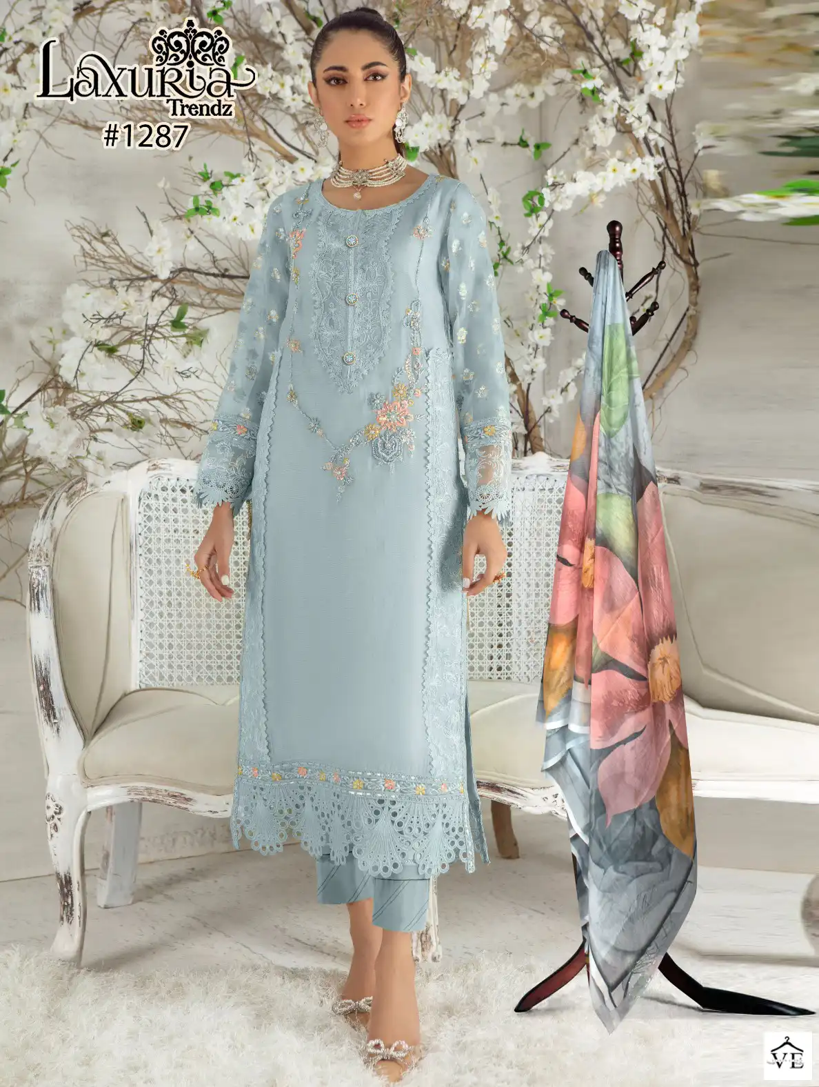 Laxuria D No 1287 Georgette Wholesale Pakistani Readymade Salwar Suit Catalog — Wholesale Salwar Suits, MPA wholesale from Surat — view 1