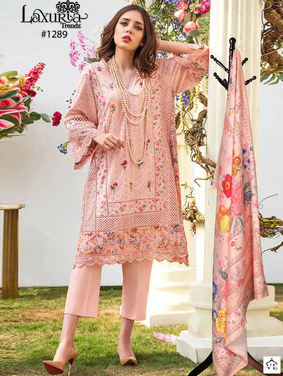 Laxuria Trendz 1289 Cambric Cotton Wholesale Pakistani Readymade Suit — Wholesale Salwar Suits, MPA wholesale from Surat — view 1