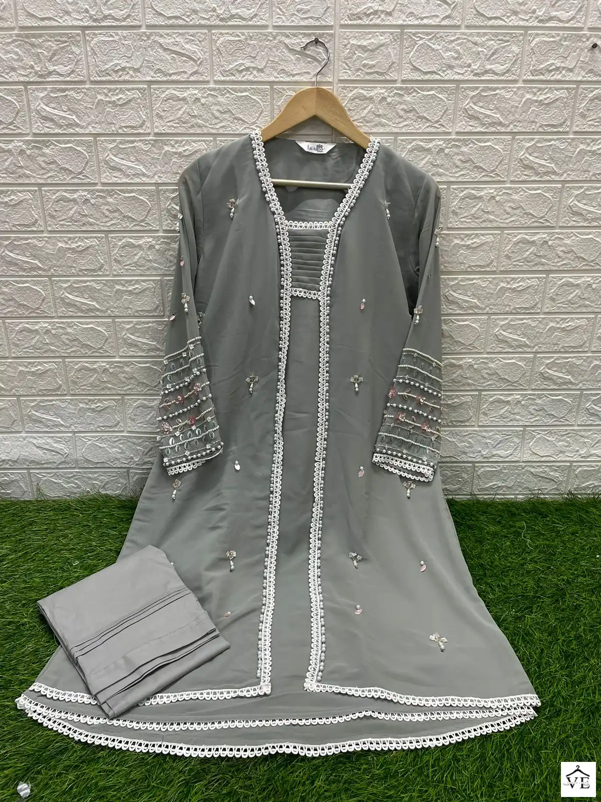 Laxuria D No 1297 Georgette Wholesale Fancy Kurti With Pant Cord Sets Catalog — Wholesale Kurtis, MPA wholesale from Surat — view 3