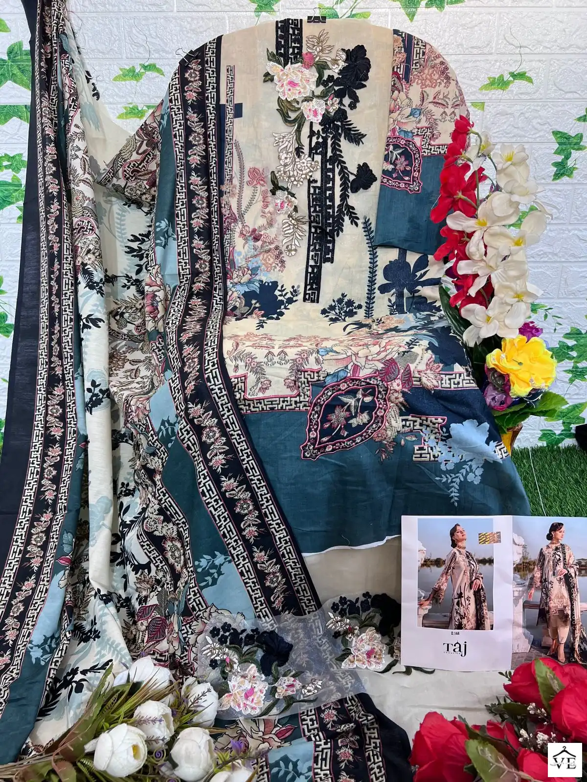 Taj Creations 144 Pure Cotton Wholesale Pakistani Suit — Wholesale Salwar Suits, MPA wholesale from Surat — view 2