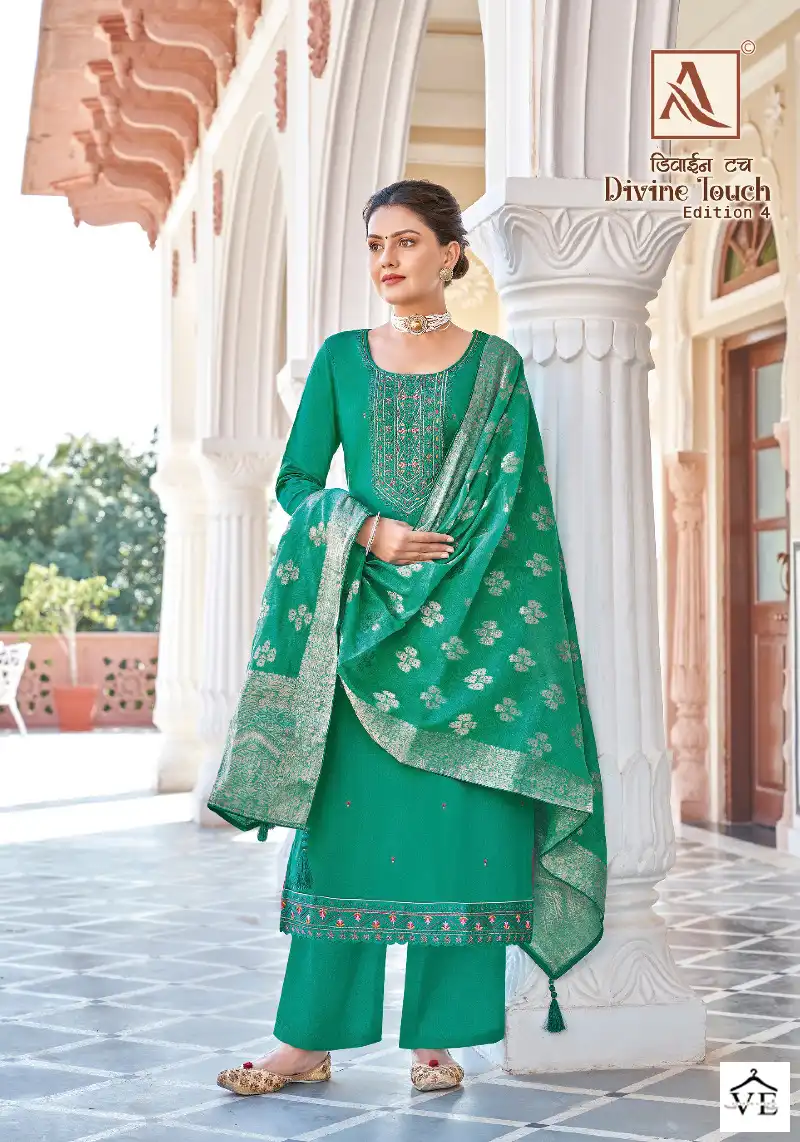 Alok Suits Divine Touch Vol 4 Jam Cotton Wholesale Fancy Embroidery Work Salwar Suit Catalog — Wholesale Salwar Suits, MPA wholesale from Surat - Gallery Image 2