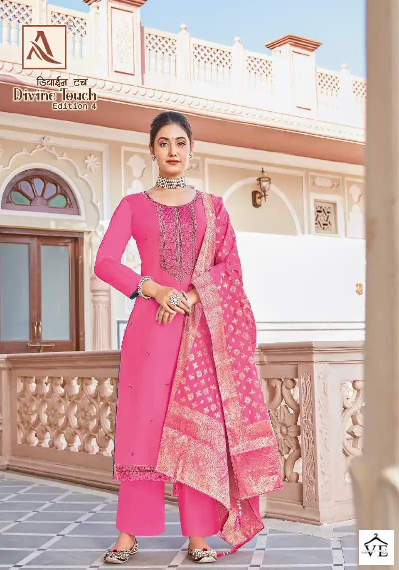 Alok Suits Divine Touch Vol 4 Jam Cotton Wholesale Fancy Embroidery Work Salwar Suit Catalog — Wholesale Salwar Suits, MPA wholesale from Surat - Gallery Image 4