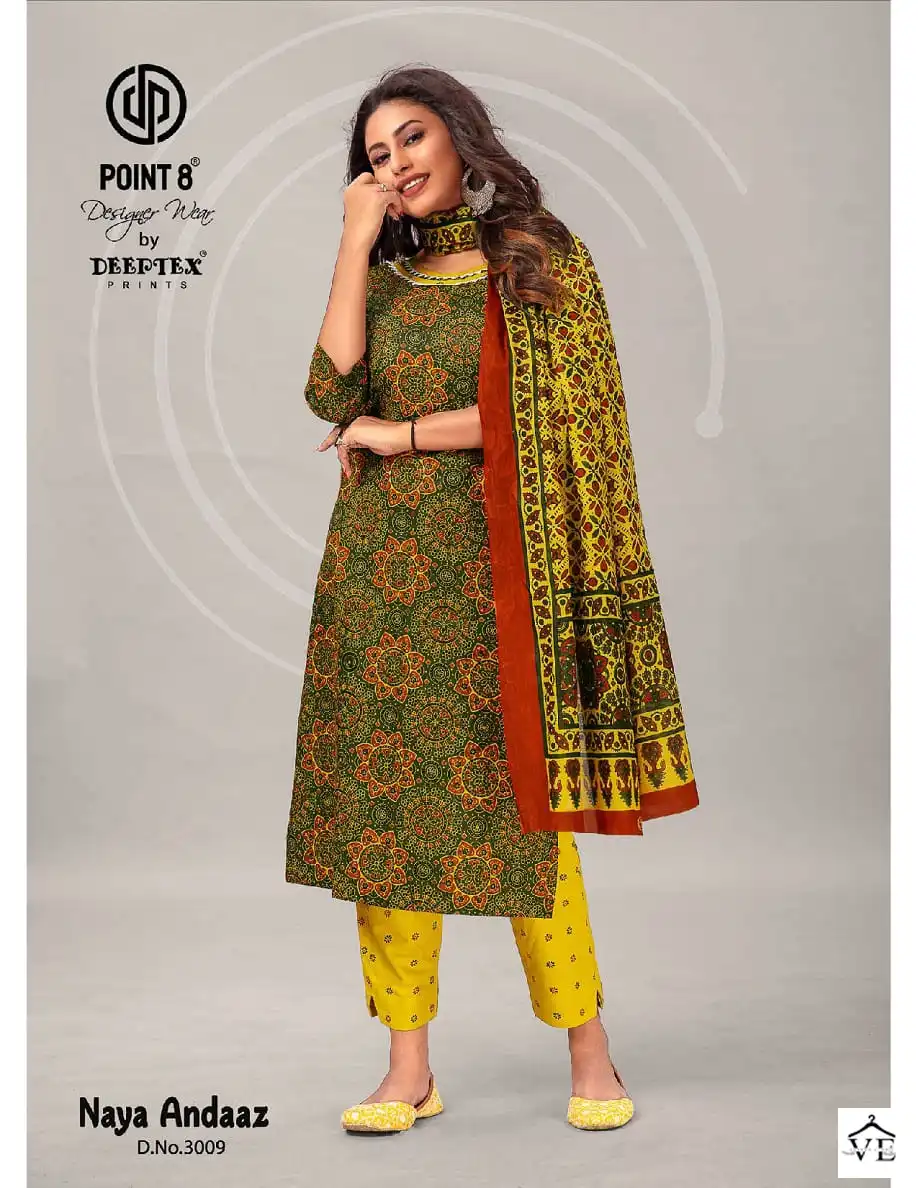 Deeptex Naya Andaaz Vol-3 Pure Cotton Wholesale Readymade Suit Catalog — Wholesale Salwar Suits, Deeptex wholesale from Surat - Gallery Image 3