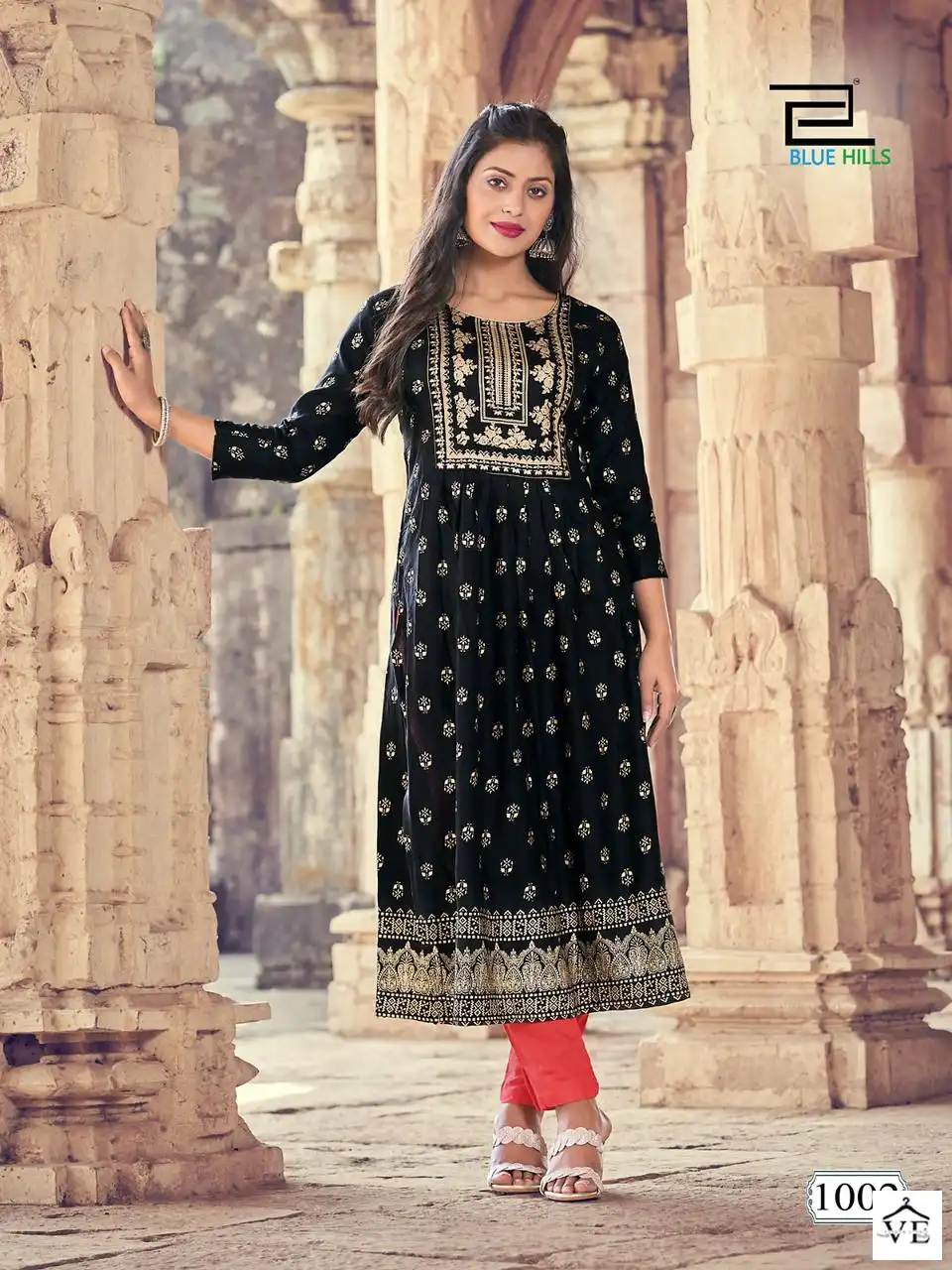 Blue Hills Divine Rayon 14Kg Wholesale Nayra Cut Kurti Catalog — Wholesale Kurtis, MPA wholesale from Surat - Gallery Image 4