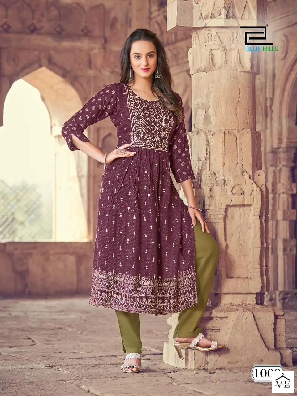 Blue Hills Divine Rayon 14Kg Wholesale Nayra Cut Kurti Catalog — Wholesale Kurtis, MPA wholesale from Surat - Gallery Image 7