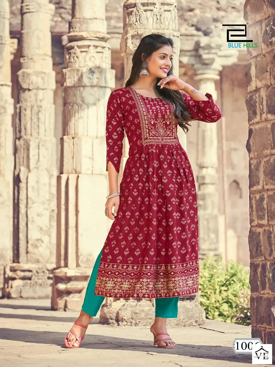 Blue Hills Divine Rayon 14Kg Wholesale Nayra Cut Kurti Catalog — Wholesale Kurtis, MPA wholesale from Surat - Gallery Image 8