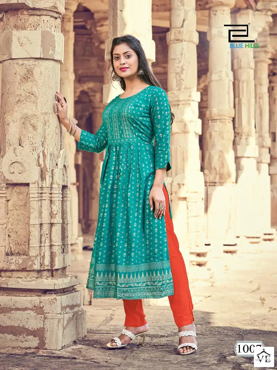 Blue Hills Divine Rayon 14Kg Wholesale Nayra Cut Kurti Catalog — Wholesale Kurtis, MPA wholesale from Surat - Gallery Image 3
