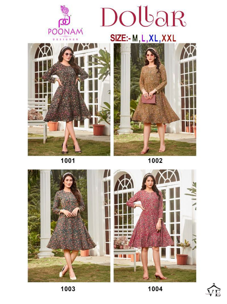 Poonam Designer Dollar Rayon Wholesale Tunics Catalog — Wholesale Kurtis, MPA wholesale from Surat — view 5