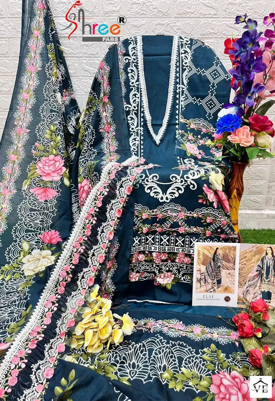 Shree Fabs Elaf Premium Lawn Collection Cotton Wholesale Pakistanisalwar Suit Catalog — Wholesale Salwar Suits, MPA wholesale from Surat - Gallery Image 7