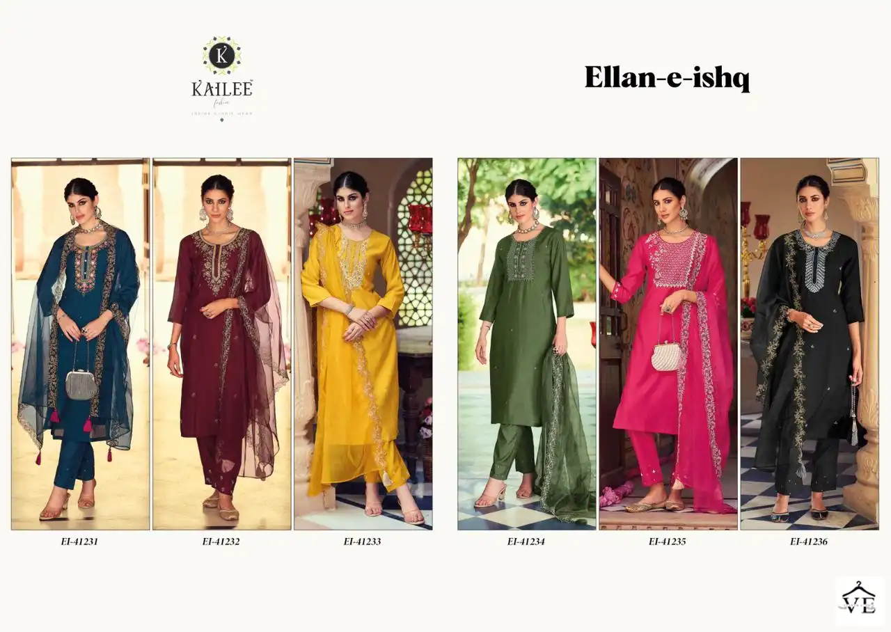 Kailee Fashion Ellan-E-Ishq Pure Viscose Silk Wholesale Readymade Suits Catalog — Wholesale Salwar Suits, Kailee Fashion wholesale from Surat — view 7