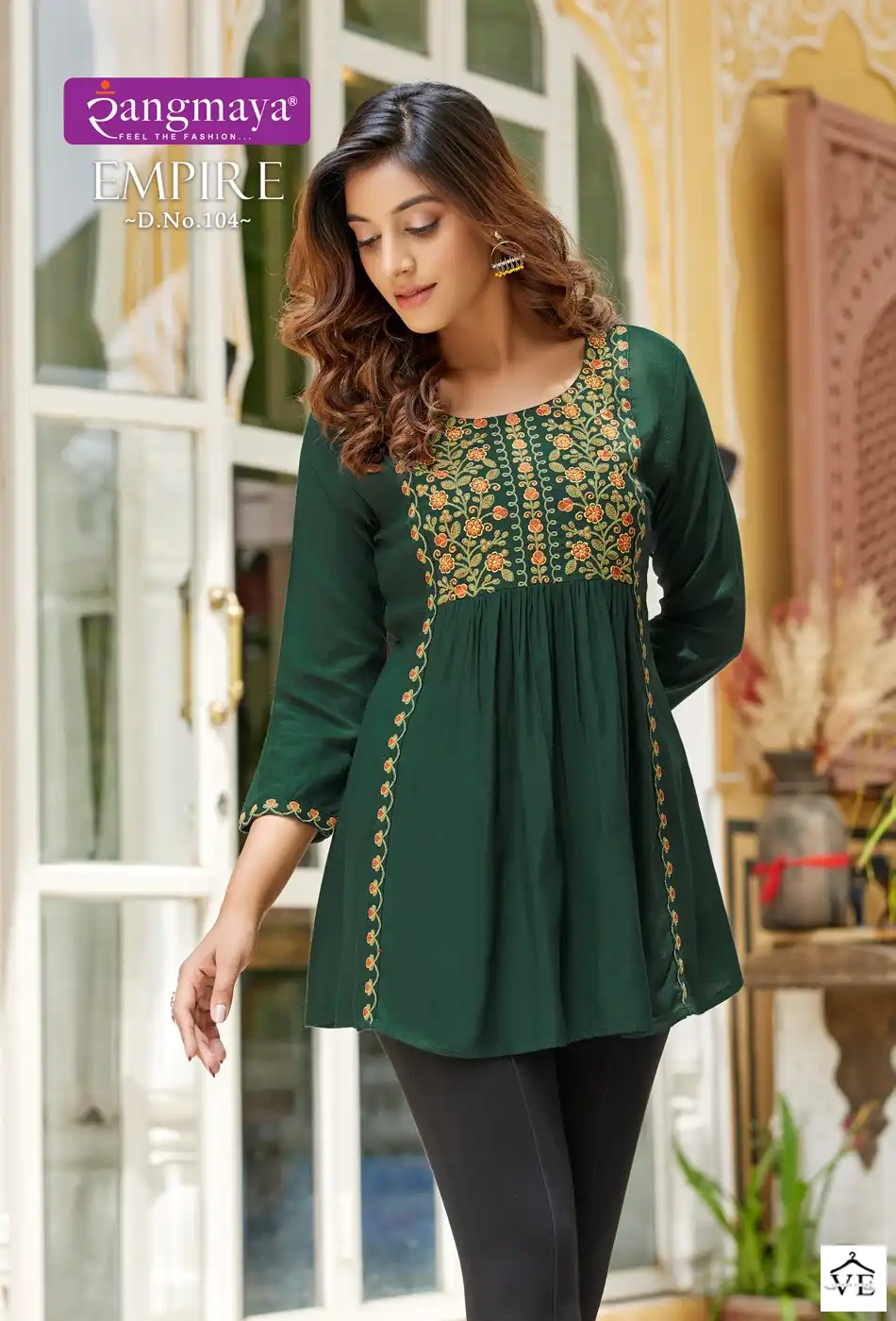 Rangmaya Empire Fancy Wholesale Fancy Short Causal Wear Tops Catalog — Wholesale Kurtis, Rangmaya wholesale from Surat - Gallery Image 4
