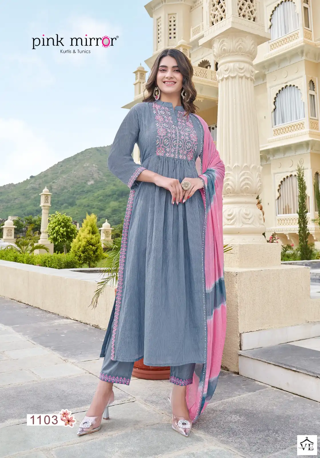 Pink Mirror Fairytales Naira Cut Pure Cotton Wholesale Designer Readymade Salwar Suit Catalog — Wholesale Salwar Suits, MPA wholesale from Surat - Gallery Image 4