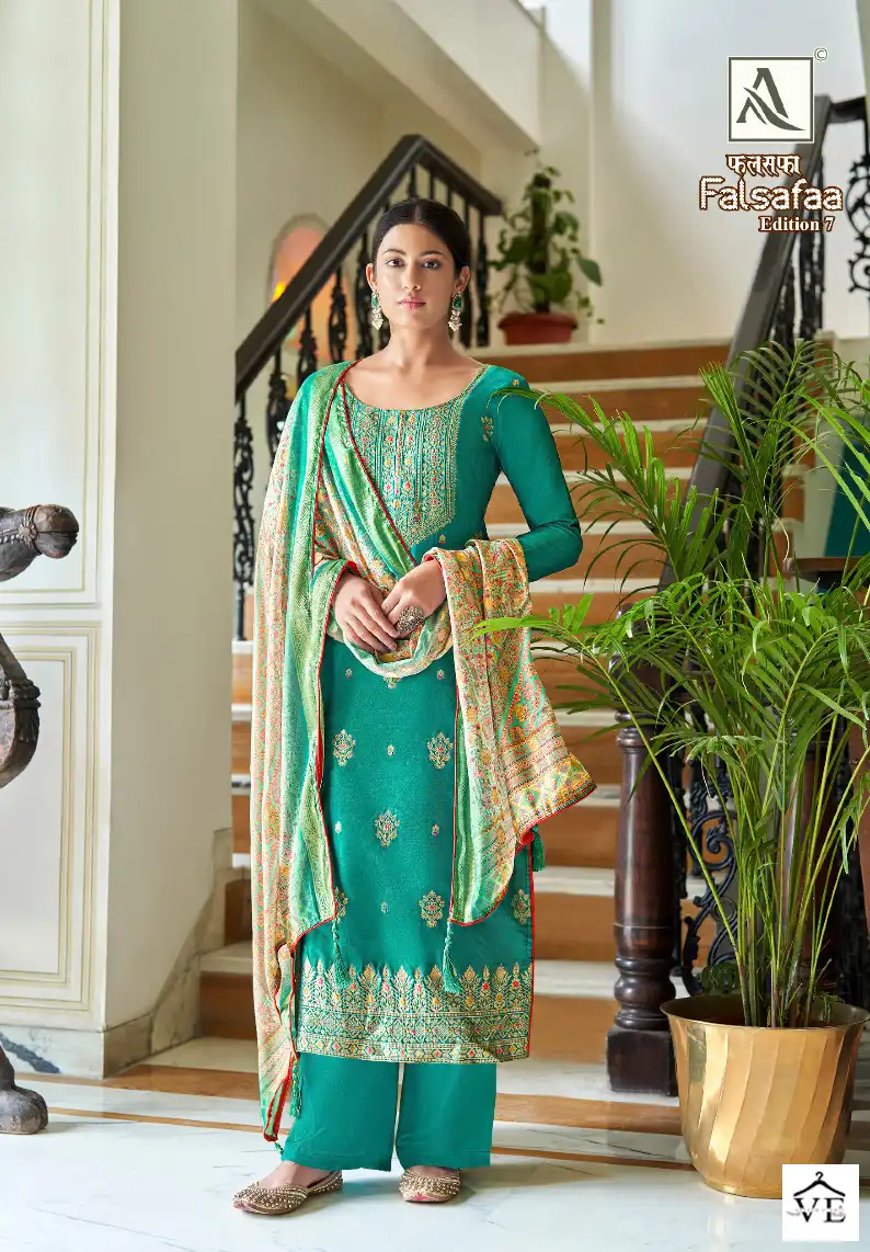Alok Suits Falsafaa Edition Vol 7 Premium Dola Jacquard Wholesale Salwar Suit Catalog — Wholesale Salwar Suits, MPA wholesale from Surat - Gallery Image 2