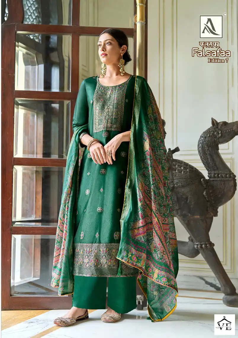 Alok Suits Falsafaa Edition Vol 7 Premium Dola Jacquard Wholesale Salwar Suit Catalog — Wholesale Salwar Suits, MPA wholesale from Surat - Gallery Image 5