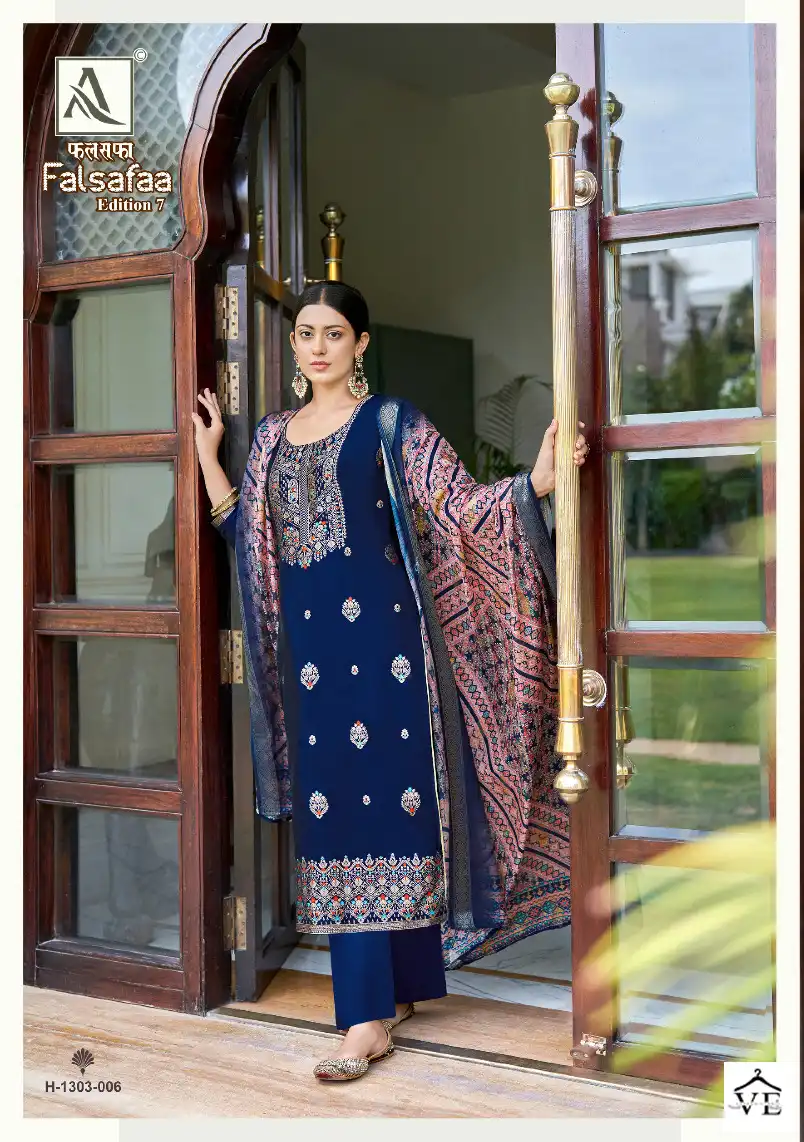 Alok Suits Falsafaa Edition Vol 7 Premium Dola Jacquard Wholesale Salwar Suit Catalog — Wholesale Salwar Suits, MPA wholesale from Surat - Gallery Image 6