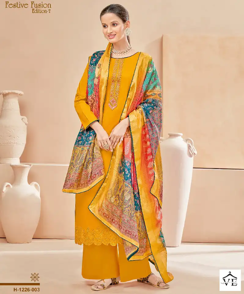 Alok Suits Festive Fusion Edition Vol 7 Pure Jam Cotton Wholesale Salwar Suit Catalog — Wholesale Salwar Suits, MPA wholesale from Surat — view 1