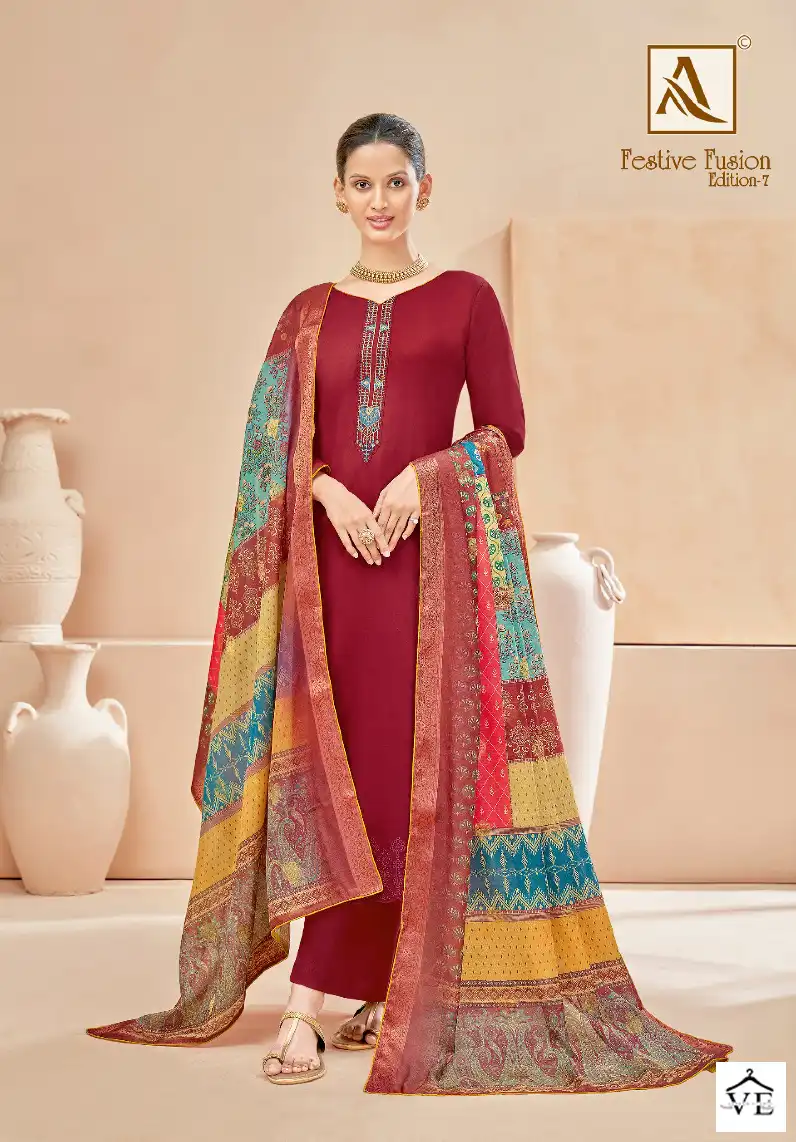Alok Suits Festive Fusion Edition Vol 7 Pure Jam Cotton Wholesale Salwar Suit Catalog — Wholesale Salwar Suits, MPA wholesale from Surat - Gallery Image 4