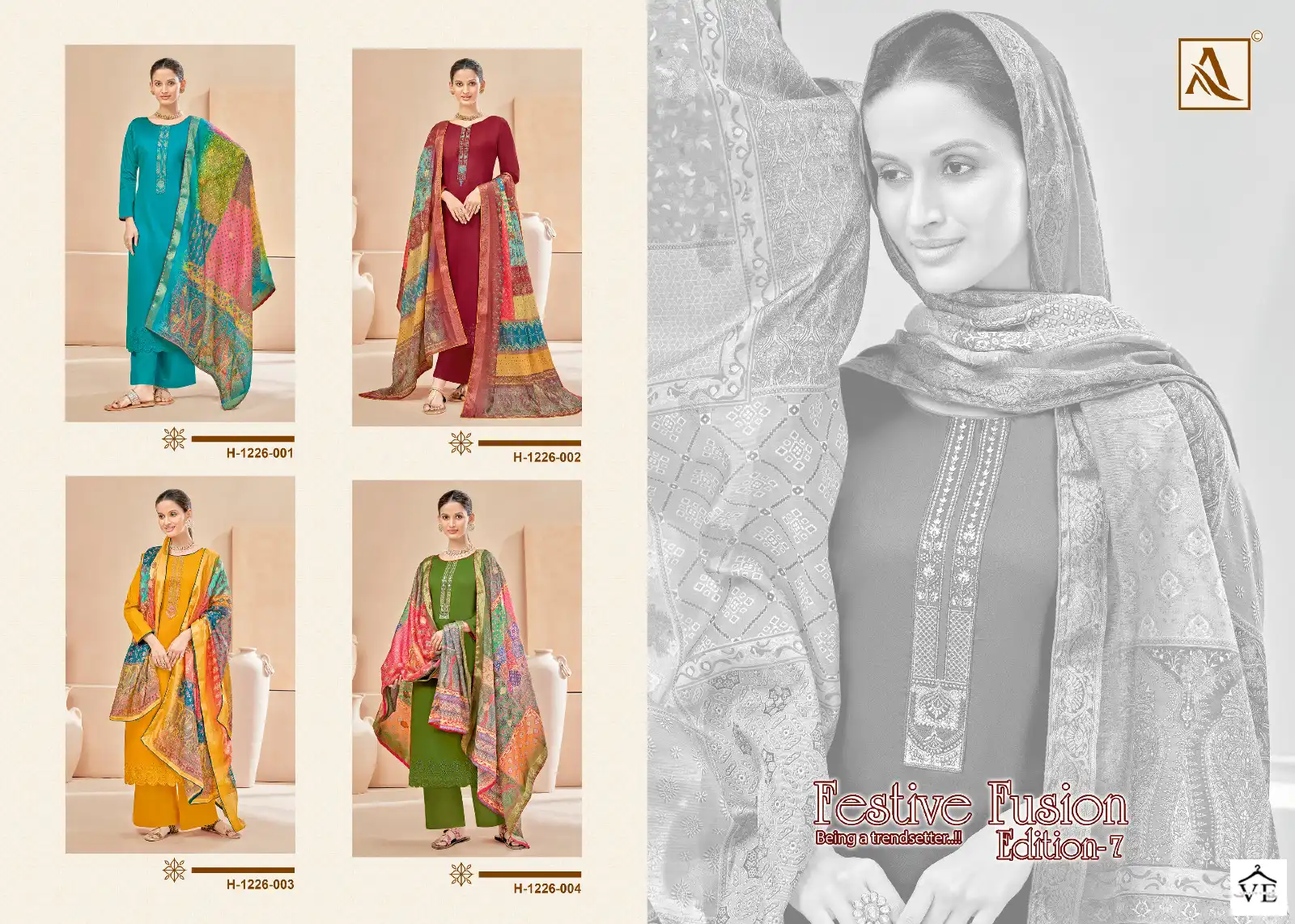 Alok Suits Festive Fusion Edition Vol 7 Pure Jam Cotton Wholesale Salwar Suit Catalog — Wholesale Salwar Suits, MPA wholesale from Surat — view 5