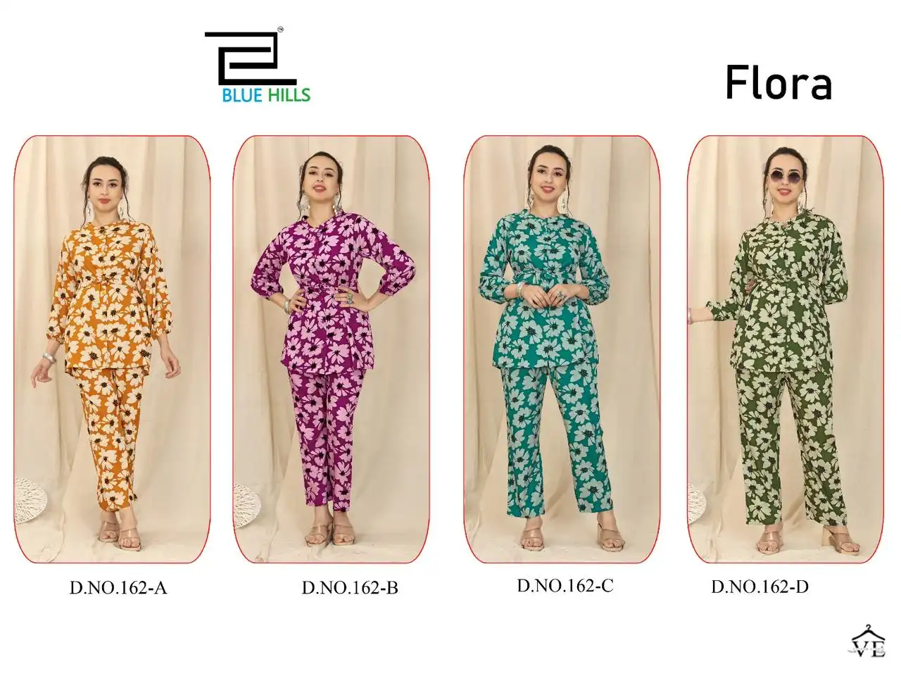 Blue Hills Flora Heavy Crepe Print Wholesale Top With Bottom Co-Ords Set Catalog — Wholesale Kurtis, MPA wholesale from Surat — view 5