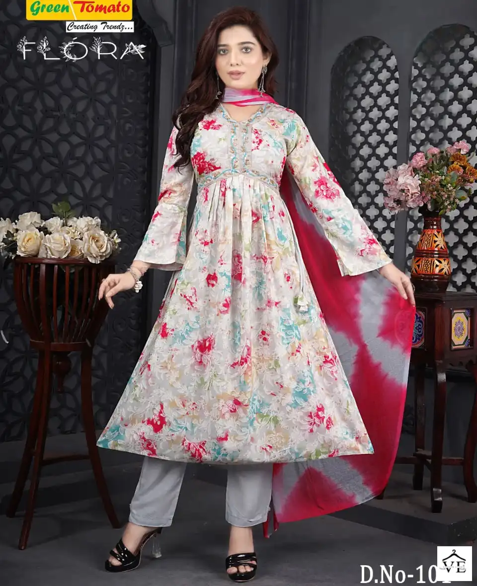 VE Flora Rayon Wholesale Readymade Suits Catalog — Wholesale Salwar Suits, MPA wholesale from Surat — view 1