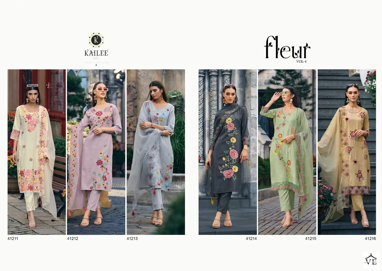 Kailee Fashion Fluer Vol-4 Pure Viscose Wholesale Readymade Suits Catalog — Wholesale Salwar Suits, Kailee Fashion wholesale from Surat — view 7