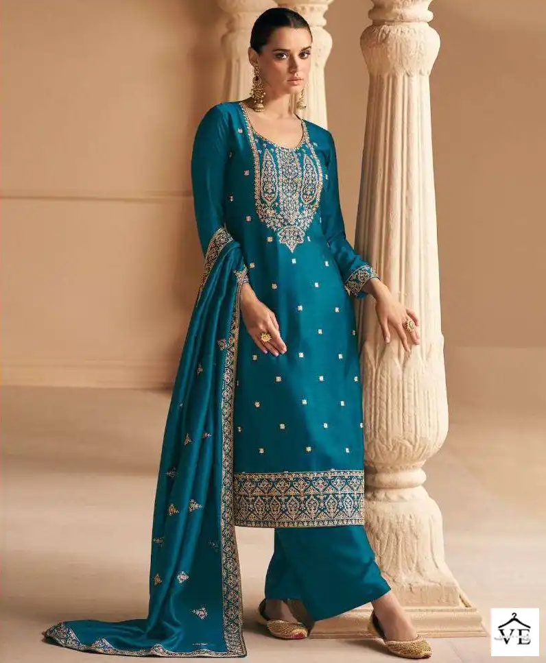 Aashirwad Geetika Silk Wholesale Designer Salwar Suit Catalog — Wholesale Salwar Suits, Aashirwad Creation wholesale from Surat — view 1