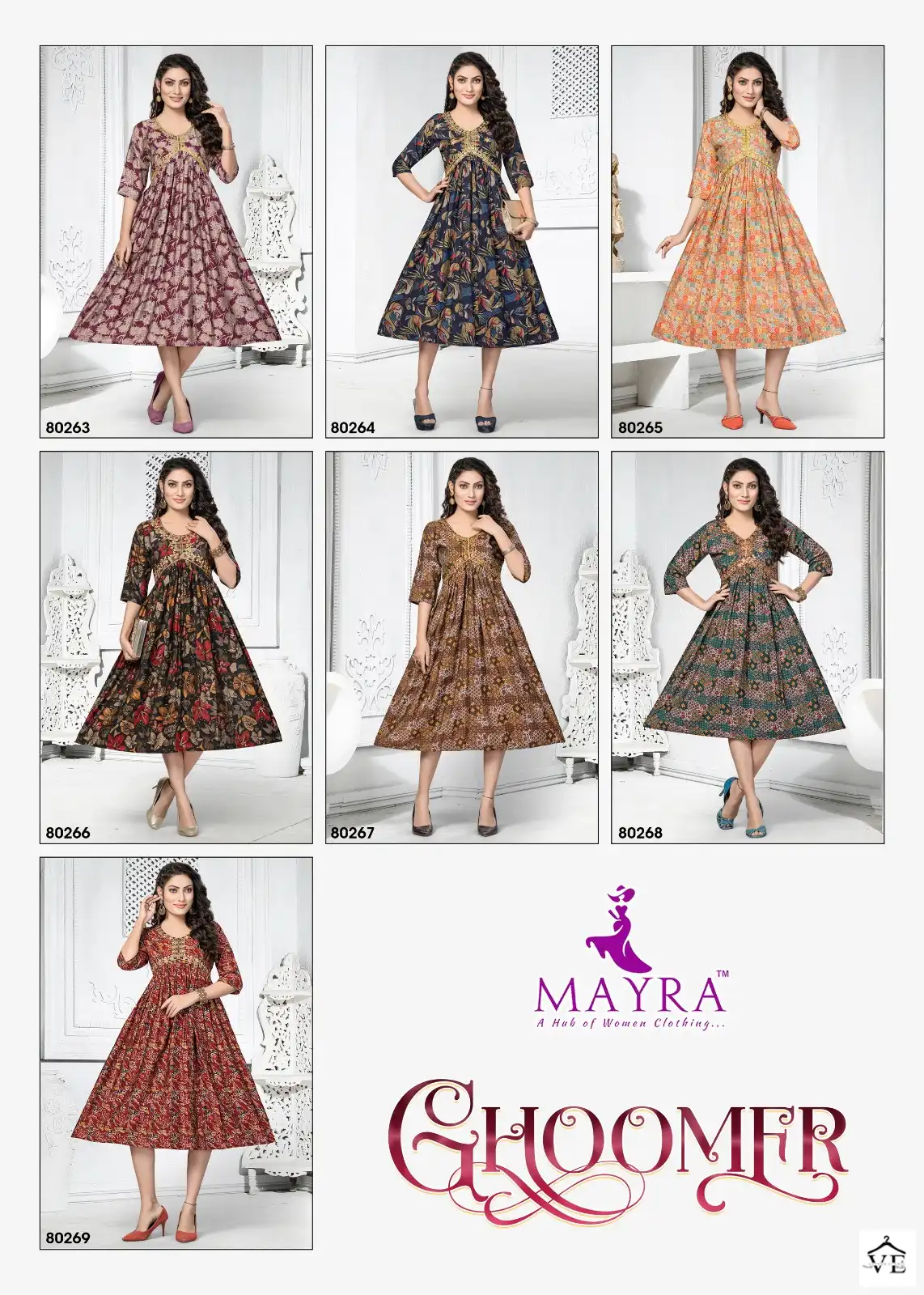 Mayra Ghoomer Pure Heavy Chanderi Moda Wholesale Long Kurtis Catalog — Wholesale Kurtis, MPA wholesale from Surat - Gallery Image 7