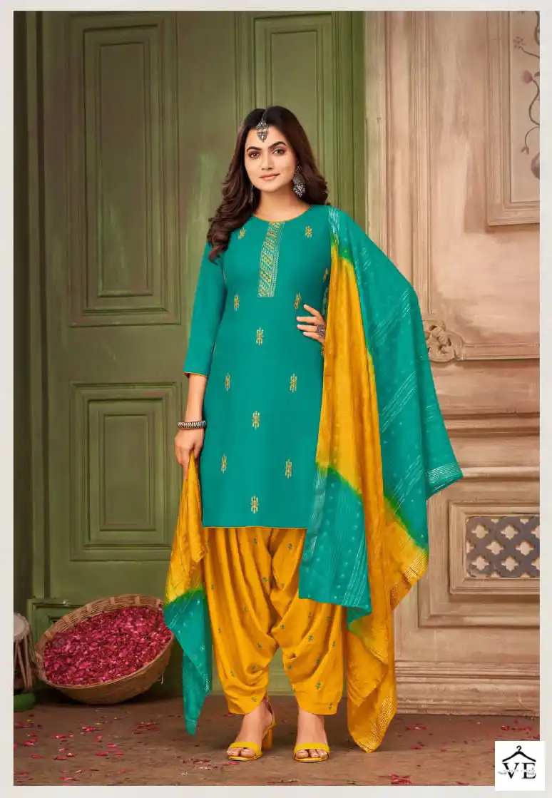Kapil Trendz Ghungroo Patiyala 3 Rayon 14 Kg Wholesale Readymade Suits Catalog — Wholesale Salwar Suits, MPA wholesale from Surat - Gallery Image 9