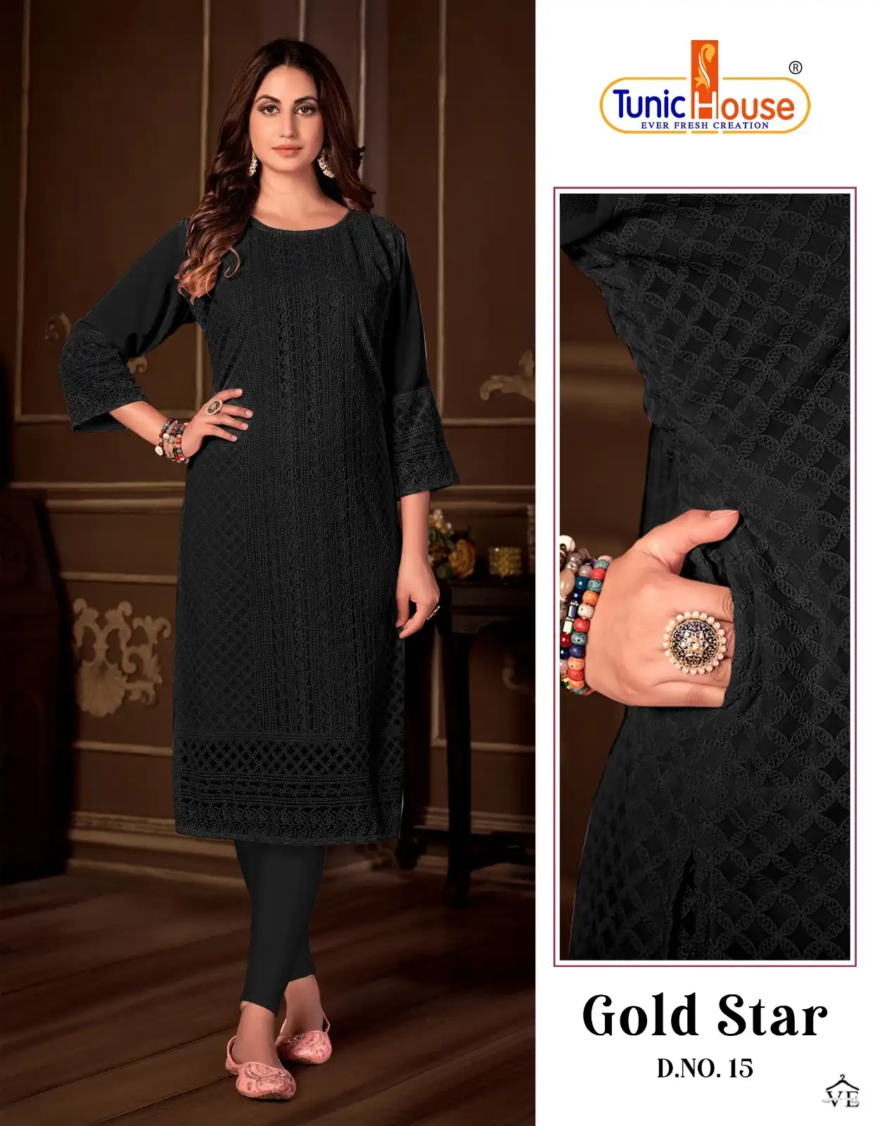 Tunic House Gold Star Apple Georgette Wholesale Chikankari Kurtis Catalog — Wholesale Kurtis, MPA wholesale from Surat - Gallery Image 11